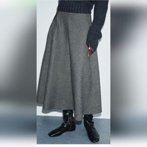 Zara PLAID WOOL CAPE SKIRT (S)
